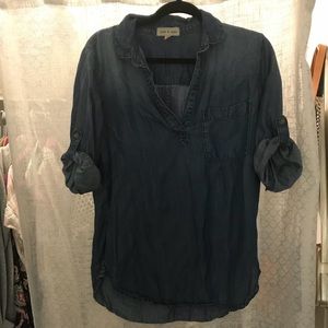 Cloth & Stone Blue Tensel Popover Shirt